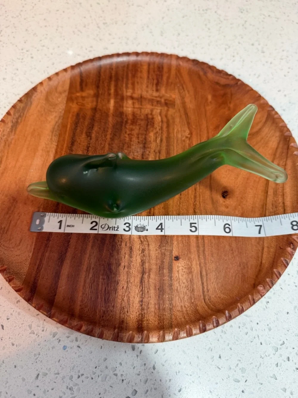 Green Glass Dolphin Figurine Decorative Pet Fish Accent